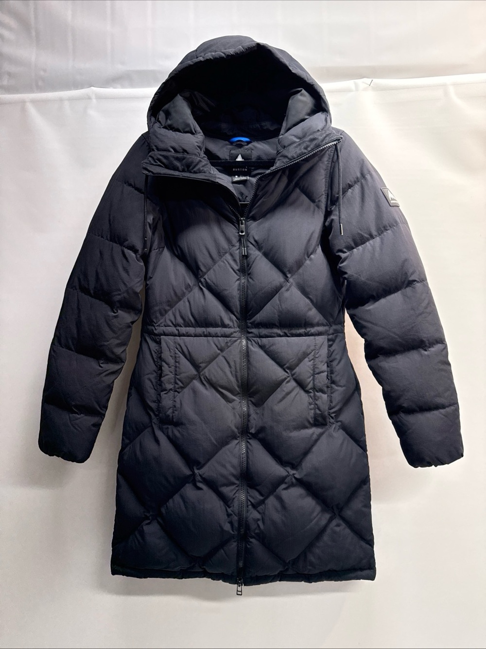 Burton Women’s Chescott Down Jacket Sz S Diamond-quilted Protective Hood Black